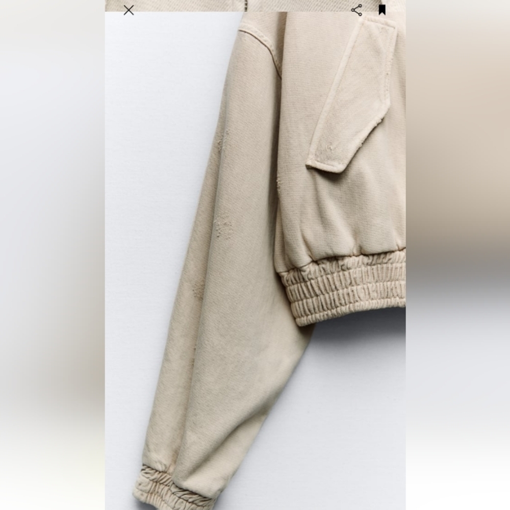 Zara Bomber Ripped Jacket Sz-L - Picture 4 of 10
